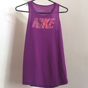 Nike Girls Dri Fit Purple Orange Tank Top
